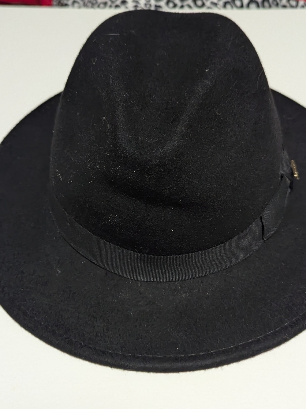 Black Felt Fedora Hat with Ribbon Accent Made In Italy Scala 100% wool Size Med - Picture 3 of 8